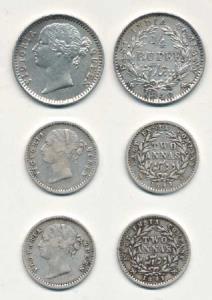 Victoria Queen, Silver ¼ Rupee and 2 Annas, Madras Mint, 1840, divided Legend, WWS raised,