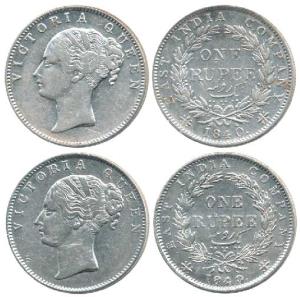 Victoria Queen, Silver Rupee, 1840, continuous legend, Calcutta Mint, English Head, 19 Ber