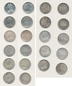 Victoria Queen, Silver Rupee, 1862, B / II / 1 / 0, B / II / 0 / 3, A / II / 0 / 4 (3), B 