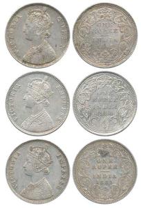 Victoria Queen and Empress, Silver Rupee, 1862, B / II / 1 / 0 and B / II / 2 / 0; 1880, B