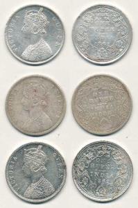Victoria Queen and Empress, Silver Rupee, Calcutta Mint, 1862, B / II / 0 / 0 and A / II /