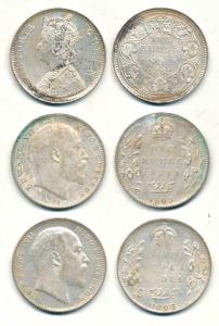 Victoria Queen and Edward VII, Silver Rupee, 1862, B / II / 2 / 0; 1903, (2), Bombay Mint.