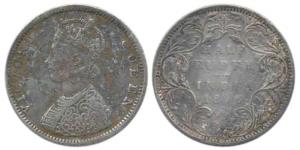 Victoria Queen, Silver ½ Rupee, 1876, Bombay Mint, B2 / II / dot. About Very Fine, Rare.
