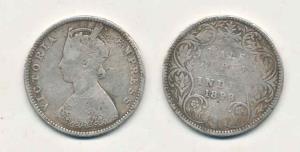 Victoria Empress, Silver ½ Rupee, 1898, Bombay Mint, A / I / B incuse. Fine+, Very Rare.