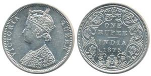Victoria Queen, Silver Rupee, 1875, Bombay Mint, C1 / II / dot. About Uncirculaed, Rare.