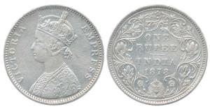 Victoria Empress, Silver Rupee, 1878, Bombay Mint, A3 / II variant with one pineapple abov