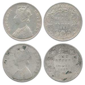 Victoria Empress, Silver Rupee, 1883, Bombay Mint, A1 / I / B raised; A3 / I / B raised. F