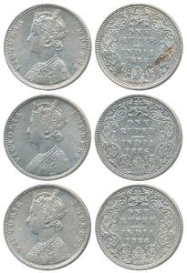 Victoria Empress, Silver Rupee, 1886, Bombay Mint, C2 / I / B incuse. Very Fine to Very Fi
