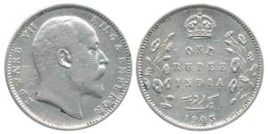 Edward VII, Silver Rupee, 1903, Urdu error with 3 dots on the left instead of the normally