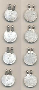 George V, Silver Rupee, 1922, Bombay Mint. All with loops to wear as a pendant. (4)