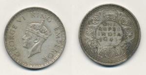George VI, Half Silver Rupee, 1943, Bombay Mint, A / Ia (Large head Small 3) with diamond.