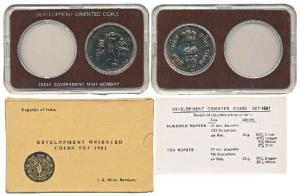 Cupro-Nickel Rupees 10, 1981, World Food Day, Bombay Mint (KM 196). In immaculate conditio
