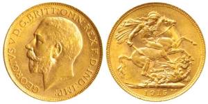 Australia, George V, Gold Sovereign, 8g, ’P’ mint mark for Perth Mint, 1915. Extremely Fin
