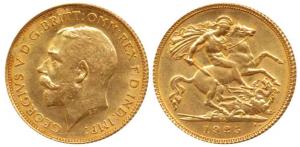 Great Britain, George V, Gold ½ Sovereign, 4g, 1925 (KM 819). Extremely Fine.