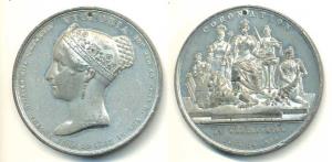 Victoria Coronation Medal, White Metal, young bust of Victoria on obv. with Ascended the B
