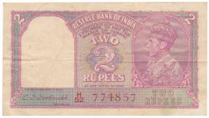 George VI, Rupees 2, 1944, signed C. D. Deshmukh, red serial number, (J&R 2.3). About Very