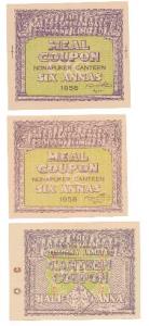 Canteen Coupons, The Calcutta Tramways Company Ltd., meal coupon, Nonapuker Canteen, 6 Ann