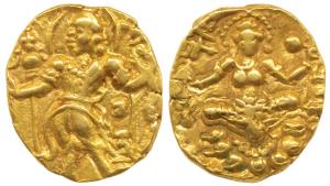 Gupta Empire, Chandragupta II Vikramaditya (c. AD 380-413), Gold Dinar, Archer type, obv. 