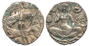 Kings of Kashmir, Kidarite / Hunnic dynasties, Meghavahana (c. AD 438), Base Gold Dinara, 