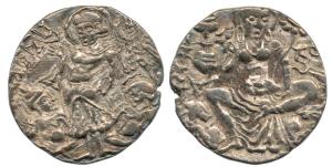 Kings of Kashmir, Kidarite / Hunnic dynasties, Pravarasena (c. AD 537), Base Gold Dinara, 