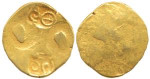 Feudatories of Chalukyas of Kalyani, Unattributed Gold Pagoda, 3.52g, Punch-marked type, p