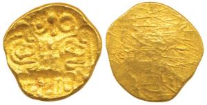 Telugu Chodas of Nellore, Bhujabala (c. 13th century AD), Gold Pagoda, 3.5g, punch-marked 