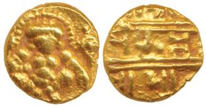 Nayakas of Chitradurga, Gold Durgi Pagoda, 3.26g, Krishna as Bal Gopala on obv., Nagari le