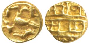Vijayanagar, Achyuta Deva Raya (1529-1542 AD), Gold ½ Pagoda, 1.42g, Gandabherunda (2-head