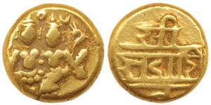 Keladi Nayakas of Ikkeri, Sadashiva Nayaka, Gold Pagoda, 3.38g, Lakshmi-Narayana (Vishnu a