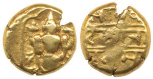 Vijayanagara, Venkitapati Raya III (1630-1641 AD), Gold Pagoda, 3.30g, Tirupati Balaji / V