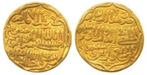 Muhammad bin Tughluq III, Gold Dinar, 10.96g, Hazrat Dehli Mint, in the name of the Abbasi