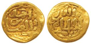 Muhammad bin Tughluq III, Gold Tanka, 10.92g, mintless variety, in the name of Khalifa al-