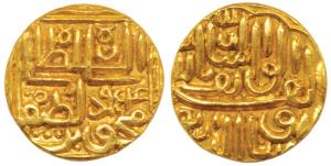 Nasir al-Din Mahmud Shah III, Gold Tanka, 11.9g, AH 954, date in reverse field just above 