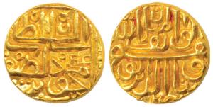 Nasir al-Din Mahmud Shah III, Gold Tanka, 11.87g, Mintless, AH 964, date in reverse field 