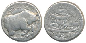 Jahangir, Silver Zodiac Rupee, 11g, Taurus Sign, Ahmedabad Mint, AH 1027/13 (KM 150.5). Ve