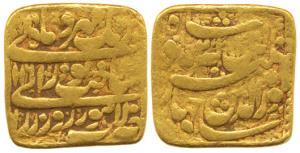 Jahangir, Gold Heavy Square Mohur, 12.07g, Lahore Mint, AH1016/2, Sakhat e-Noorani couplet