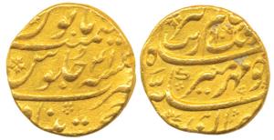 Aurangzeb, Gold Mohur, 10.87g, Khujista Bunyad Mint, AH 1090/41, (KM 315.30). Very Fine+.