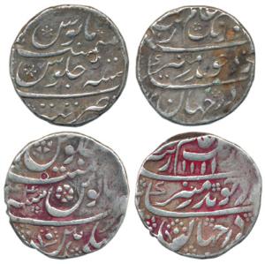 Aurangzeb, Silver Rupee (2), Machhlipatan AH 1111/44; Tatta Mint (KM 300.55 & 300.87). Fin