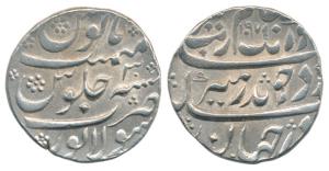 Aurangzeb, Silver Rupee, 11.44g, Solapur Mint, AH 1097/30, complete mint name at bottom. V
