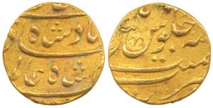 Shah Alam Bahadur, Gold Mohur, 10.98g, Surat Mint. Extremely Fine, Rare.