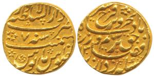 Farrukhsiyar, Gold Mohur, 10.95g, Dar us-Sultanate Lahore Mint, AH x130/7 (KM 390.20). Ver