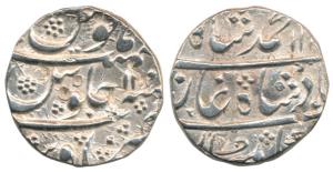 Muhammad Shah, Silver Rupee, 10.87g, Ausa Mint, AH 11xx/11, decorated fields on both sides