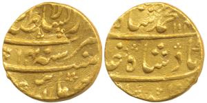 Muhammad Shah, Gold Mohur, 10.93g, Dar us-Sultanate Lahore Mint, AH 114x/14 (KM 438.15). V