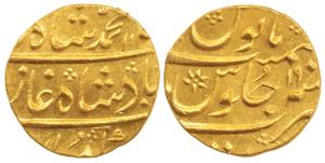 Muhammad Shah, Gold Mohur, 11.6g, Surat Mint, AH 114X/19 (KM 438.23). Nice mint lusture, A