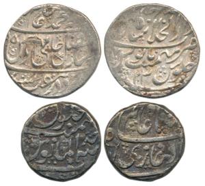 Shah Alam II, Silver Rupee (2), Kankurti Mint, al-manus legend, RY Ahd; Shahjahanabad Mint