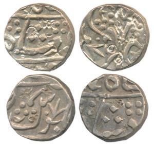 Jafarabad urf Chandor Mint, Silver Rupee (2), in the name of Shah Alam II, usual floral sp