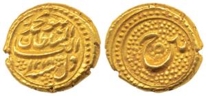 Tipu Sultan, Gold Pagoda, 3.42g, Patan Mint, AM 1215/5, Persian letter He on rev. (KM 129)