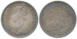 Mangal Singh (AH 1291-1310/1874-1892 AD), Silver Rupee, with the name and portrait of Vict
