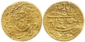 Wajid Ali Shah, Gold Asharfi, Bait al-Saltanat Lakhnau Mulk Awadh Akhtarnagar Mint, AH 127
