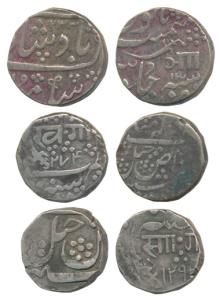 Silver Rupee (3), Anand Rao, Baroda Mint, in the name of Muhammad Akbar II, AH 1233/13, Na